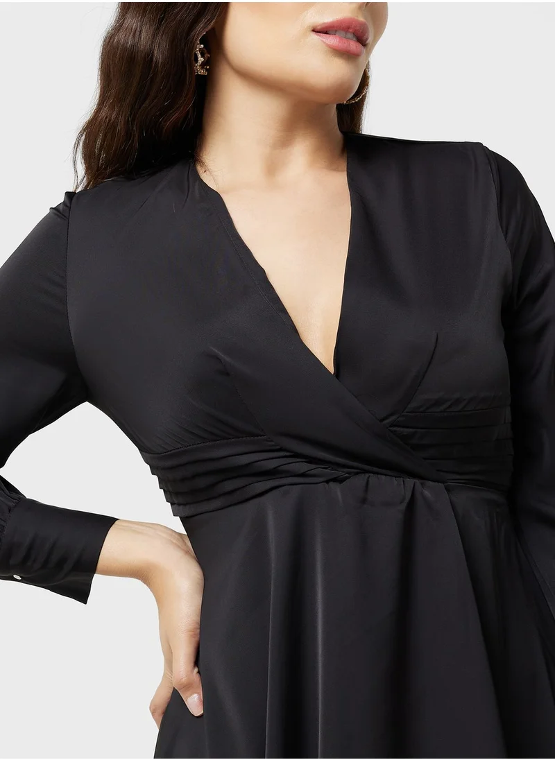 ELLA Wrap Front Midi Dress