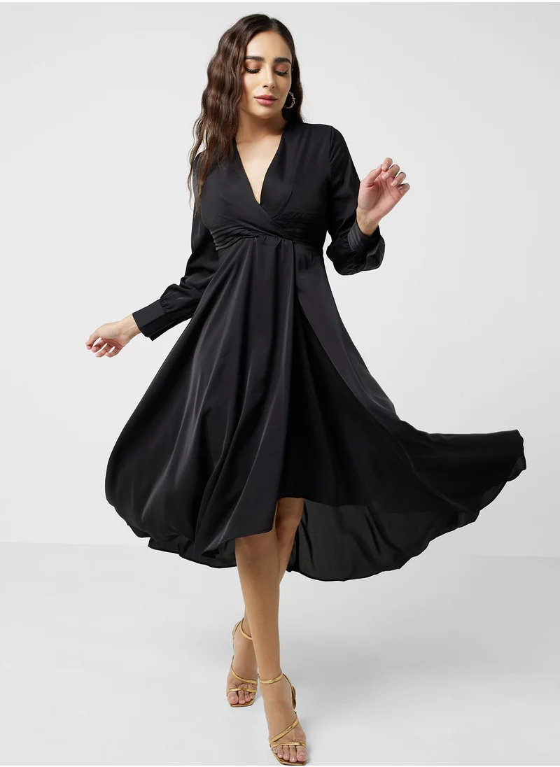 ELLA Wrap Front Midi Dress