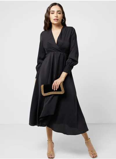 ELLA Wrap Front Midi Dress