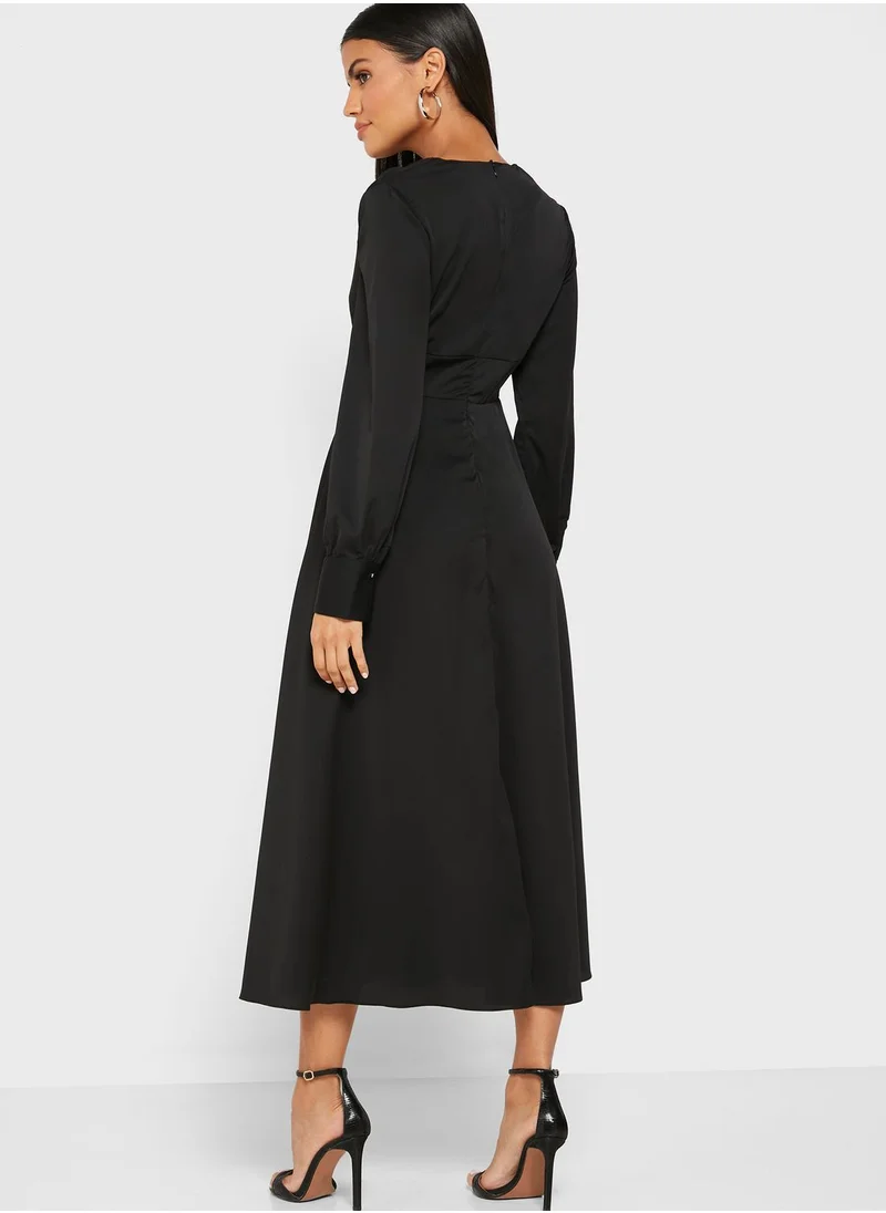 ELLA Wrap Front Midi Dress