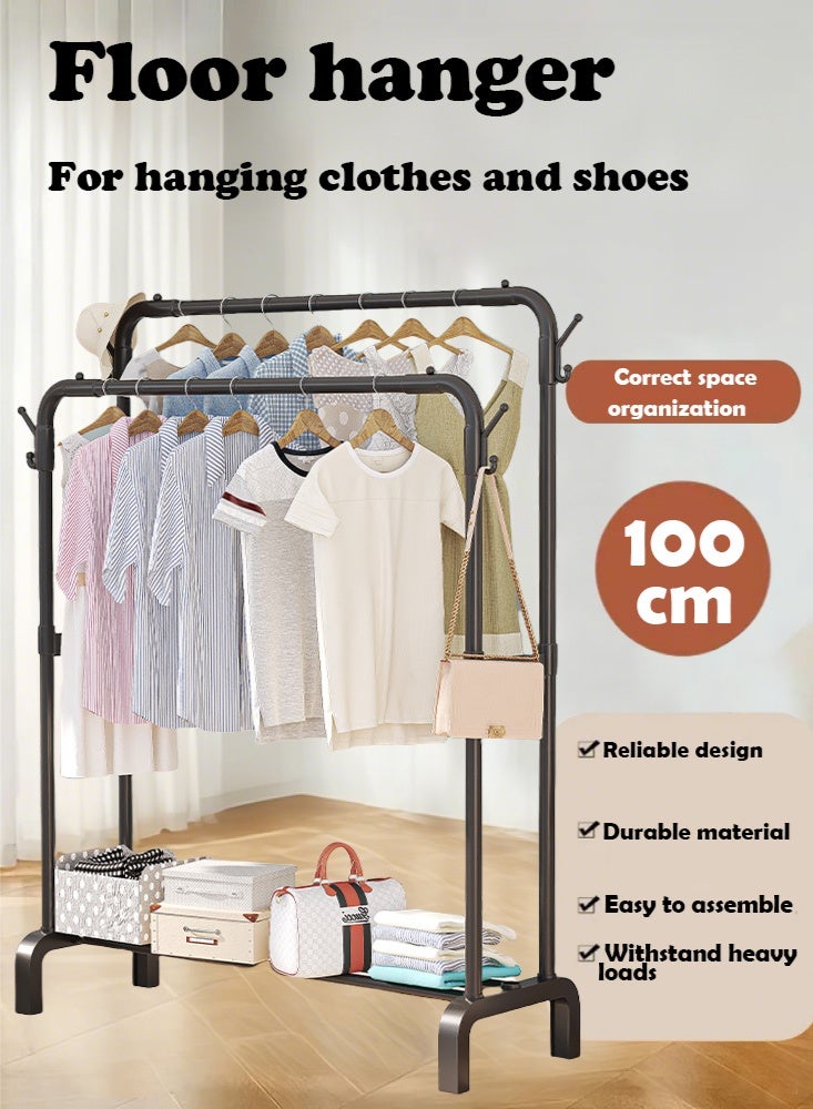 PHISMA Double Rods Garment Rack, 150*100*44cm Multi-functional Bedroom Sturdy Clothing Rack for Coats, Shirts, Dress  - Image 1