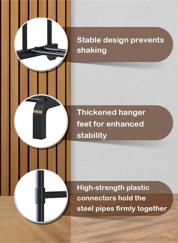 PHISMA Double Rods Garment Rack, 150*100*44cm Multi-functional Bedroom Sturdy Clothing Rack for Coats, Shirts, Dress  - Image 5