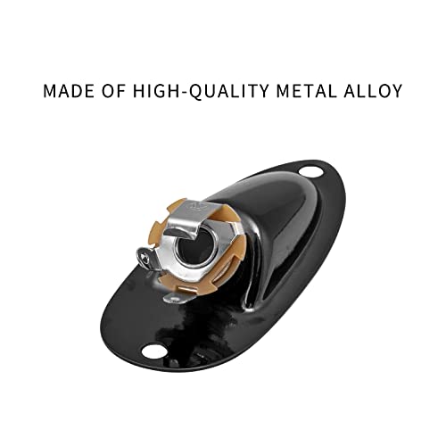 Cheerock Black Guitar Jack Plate, Guitar Input Output Jack Socket Plate, Guitar Boat Style Jack Plate, Guitar Jack Plate with Screws for Strat Fender Style Electric Guitar Parts Replacement - Image 2