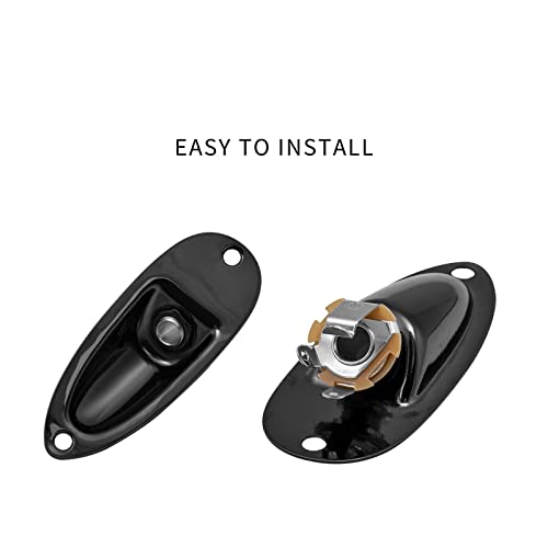 Cheerock Black Guitar Jack Plate, Guitar Input Output Jack Socket Plate, Guitar Boat Style Jack Plate, Guitar Jack Plate with Screws for Strat Fender Style Electric Guitar Parts Replacement - Image 5