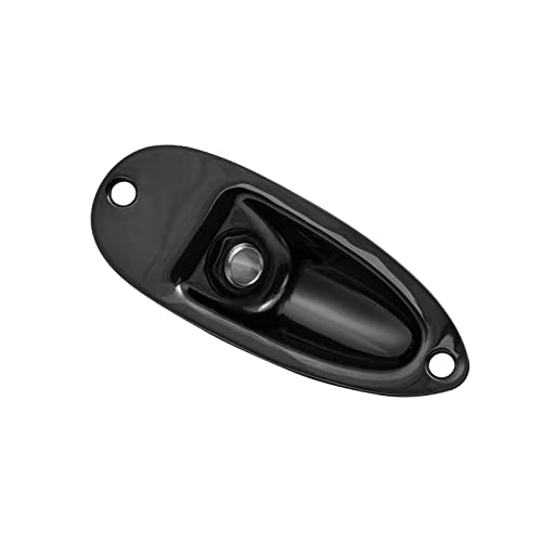 Cheerock Black Guitar Jack Plate, Guitar Input Output Jack Socket Plate, Guitar Boat Style Jack Plate, Guitar Jack Plate with Screws for Strat Fender Style Electric Guitar Parts Replacement - Image 1