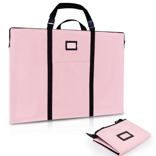 BERYA Large Size Art Portfolio Bag with Nylon Shoulder, 24 x 36 inches Light Weight Poster Storage Bag Board Holder with Handle and Zipper for Poster, Sketching and Drawing (pink) - Image 1