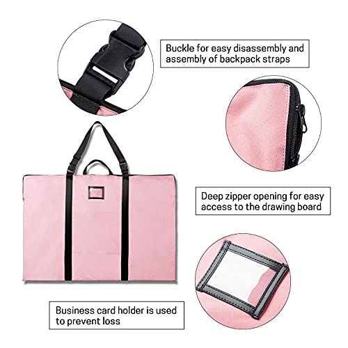 BERYA Large Size Art Portfolio Bag with Nylon Shoulder, 24 x 36 inches Light Weight Poster Storage Bag Board Holder with Handle and Zipper for Poster, Sketching and Drawing (pink) - Image 5