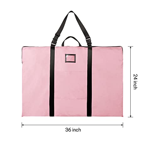 BERYA Large Size Art Portfolio Bag with Nylon Shoulder, 24 x 36 inches Light Weight Poster Storage Bag Board Holder with Handle and Zipper for Poster, Sketching and Drawing (pink) - Image 3