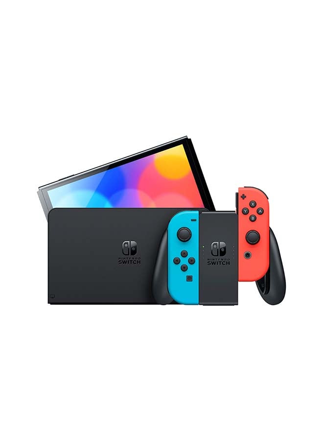 Nintendo Switch OLED (2021) Model - Neon Red & Blue Joy Con (UAE Version) - Image 2