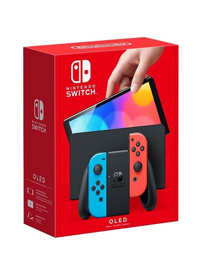 Nintendo Switch OLED (2021) Model - Neon Red & Blue Joy Con (UAE Version) - Image 1