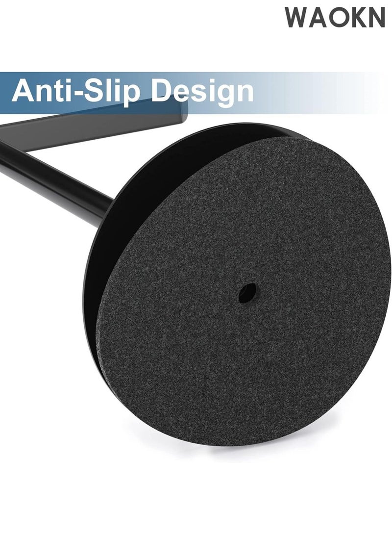 دبليو أيه أو كي أن رف مناشف من الفولاذ المقاوم للصدأ على شكل حرف T - منظم 2 في 1 مثبت على الحائط وسطح الطاولة، ملحقات حمام مقاومة للماء مع حامل عصابة رأس، حل تخزين مطبخ موفر للمساحة، تصميم عصري مقاوم للصدأ (أسود) - Image 3