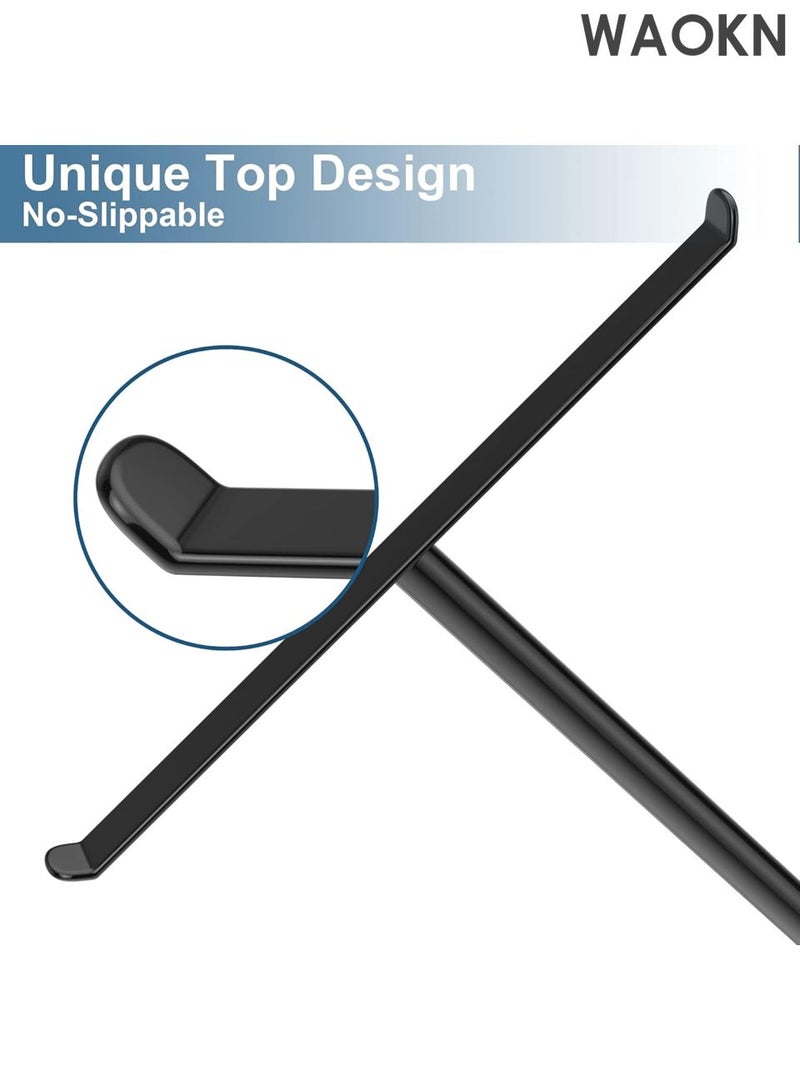 دبليو أيه أو كي أن رف مناشف من الفولاذ المقاوم للصدأ على شكل حرف T - منظم 2 في 1 مثبت على الحائط وسطح الطاولة، ملحقات حمام مقاومة للماء مع حامل عصابة رأس، حل تخزين مطبخ موفر للمساحة، تصميم عصري مقاوم للصدأ (أسود) - Image 5