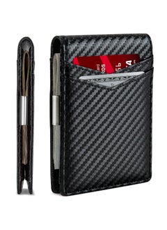 Slim Wallets for Men with Money Clip RFID Blocking Bifold Credit Card Holder for Men Minimalist Wallet with Gift Box (Black)