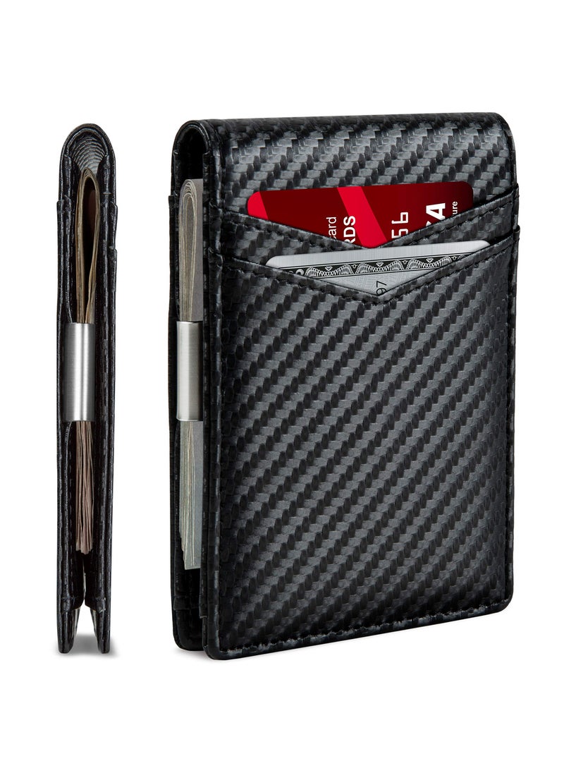 SYOSI - Slim Wallets for Men with Money Clip RFID Blocking Bifold Credit Card Holder for Men Minimalist Wallet with Gift Box (Black) - Image 1