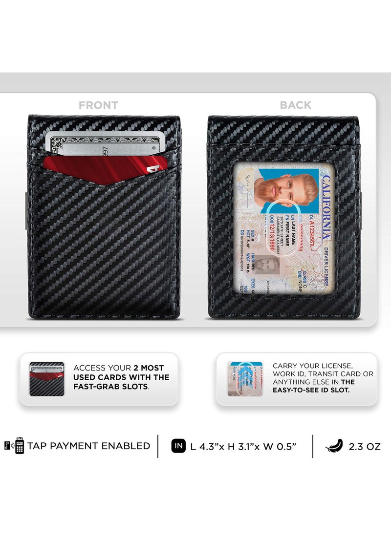 SYOSI - Slim Wallets for Men with Money Clip RFID Blocking Bifold Credit Card Holder for Men Minimalist Wallet with Gift Box (Black) - Image 1