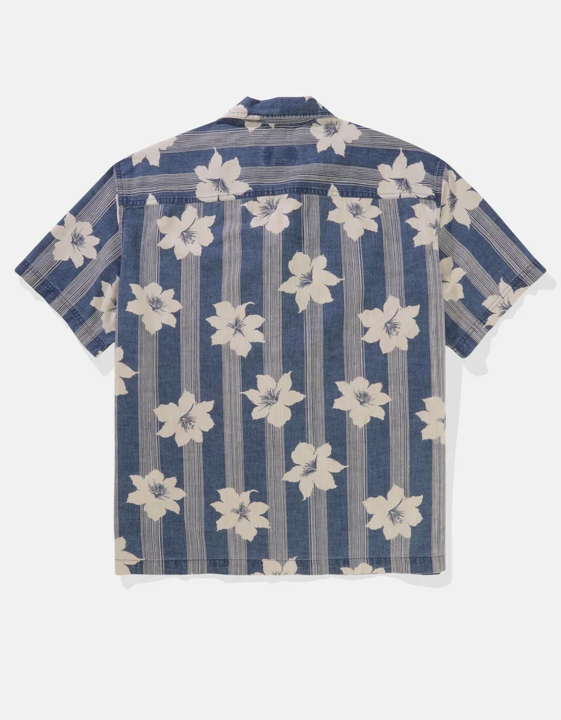 American Eagle AE Printed Button-Up Poolside Shirt