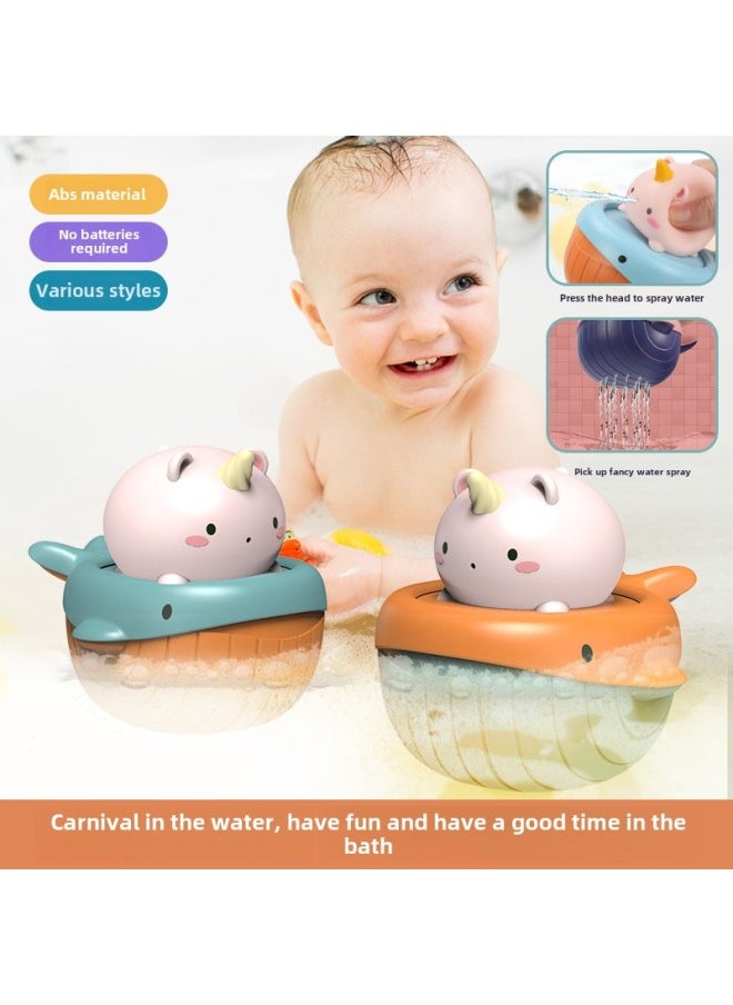Generic - Baby Bath Baby Swimming Chain Little Turtle Water Play Toy Children's Bath Shake Tone Water Spray Little Duck-Color:Sprinkle Baby Elephant Blue - Image 1