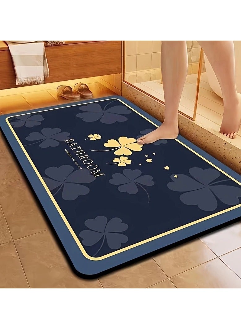 سجادة أرضية حمام مضادة للانزلاق بنمط زهور، سجادة/سجادة باب ناعمة سريعة الجفاف من الدياتوميت لمستخدمي المركبات الترفيهية وعشاق التخييم، والدش، وحوض الاستحمام، ومرحاض المركبات الترفيهية، للاستخدام الداخلي والخارجي (40 × 60 سم) - Image 1