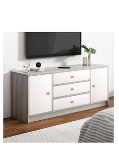 Modern TV Stand Entertainment Center For TV Media Console Table TV Stand with Storage Cabinets Three Drawers and Shelves, White & Grey TV Console Cabinet Furniture for Living Room Wood 140x29x54cm（DSG018） - pzsku/Z0D8BAC20A1D4A1D5B658Z/45/_/1728715276/7e107b92-fffe-487c-96ce-e1db9fe7c164