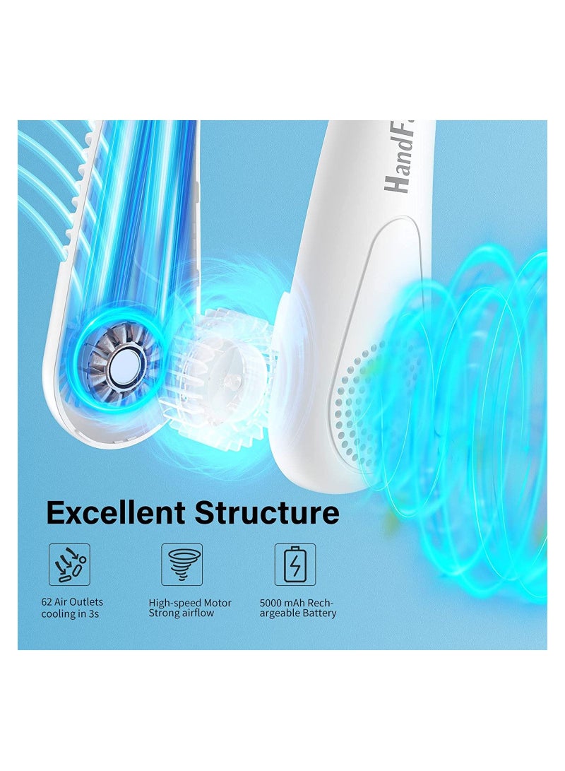 Portable Neck Fan Hands Free Bladeless Wearable Personal Fan, Leafless, Rechargeable, Headphone Design with 3 Speeds - Image 2