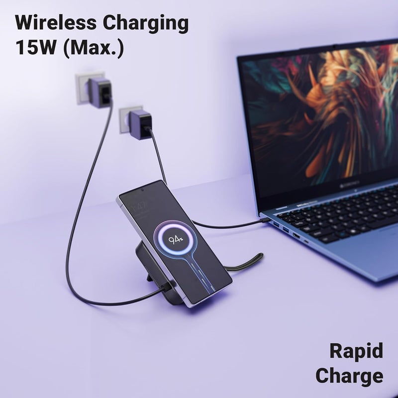 ZEBRONICS شاحن لاسلكي 15 واط ماغسيف، مجموعة تنظيف، مجموعة كابل بيانات 60 واط - محولات نوع C، مايكرو USB، لايتنينغ، USB A، حامل موبايل، مرآة جيب، 7 أدوات تنظيف (ترافميت 100) - Image 4