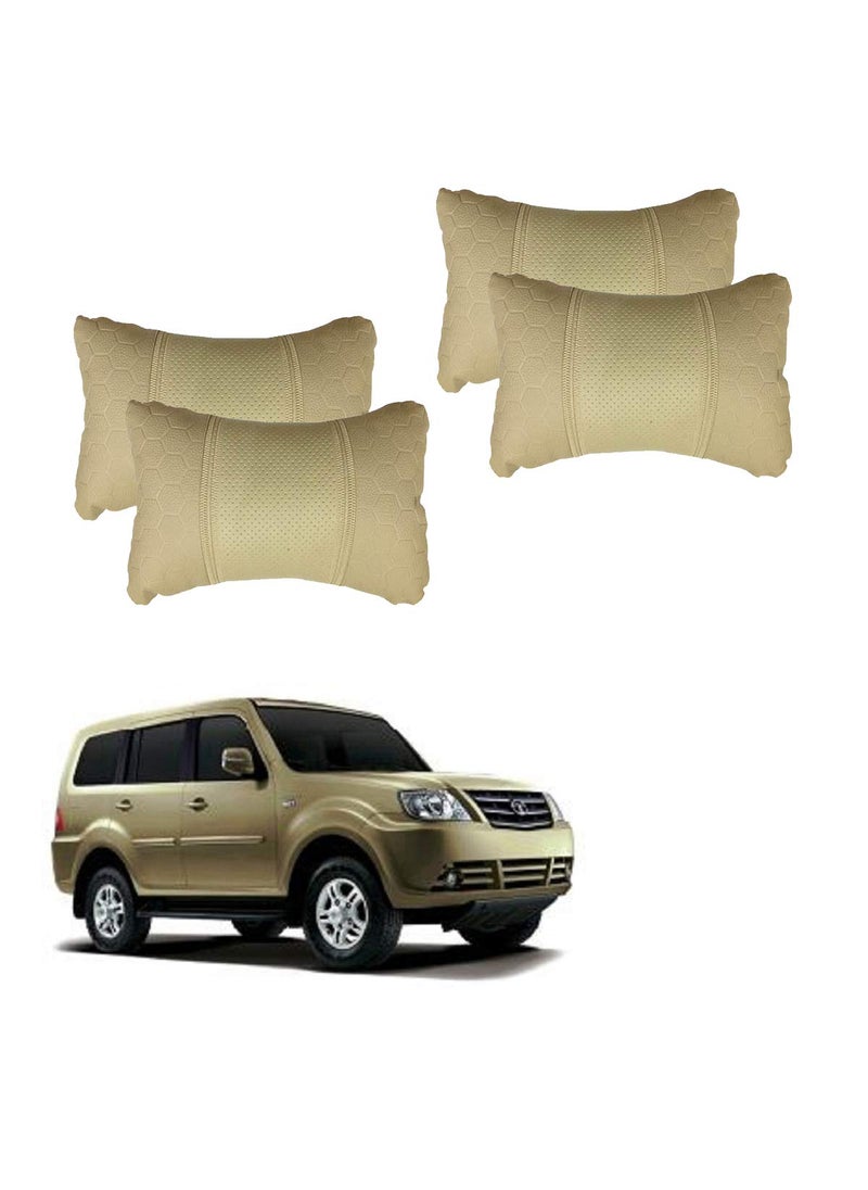 Adroitz Adroitz Beige Football Design Car Neck Rest Cushion with Adjustable Straps Pair of 2_296  - Image 1