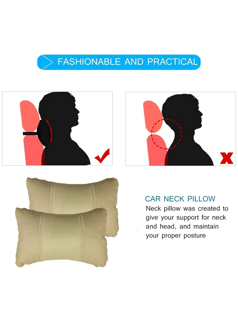 Adroitz Adroitz Beige Football Design Car Neck Rest Cushion with Adjustable Straps Pair of 2_296  - Image 5