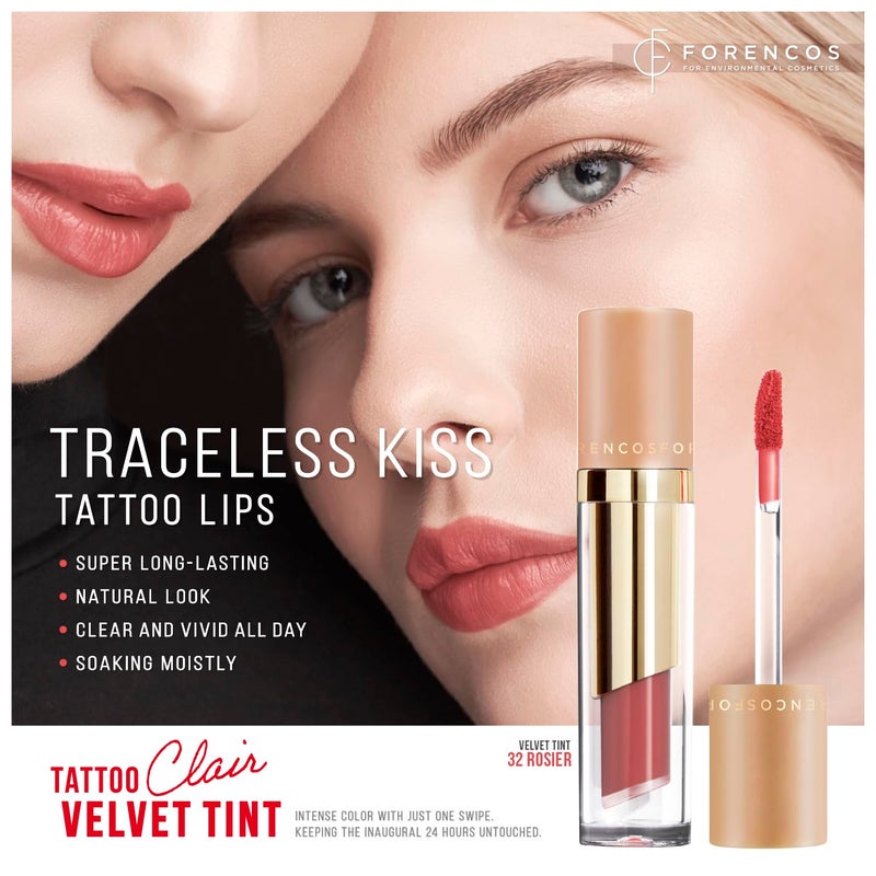 Forencos Long Lasting Waterproof Lip Stain Liquid Lipstick, Velvet Matte, Longwear, High Pigmentation, Tattoo Lips, Weightless, Smudge-proof, Non-Sticky, Korean Lip Tint Stain Makeup (32 Rosier) - Image 2