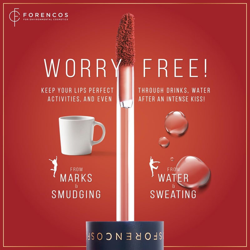 Forencos Long Lasting Waterproof Lip Stain Liquid Lipstick, Velvet Matte, Longwear, High Pigmentation, Tattoo Lips, Weightless, Smudge-proof, Non-Sticky, Korean Lip Tint Stain Makeup (32 Rosier) - Image 4