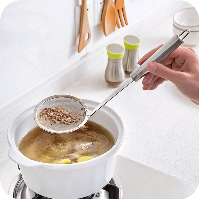 Simplyhut Frying jharaStainless Steel Jhara Fine Mesh Food Strainer Skimmer Frying Spoon Heavy Oil Filter Mesh Strainer for Deep Frying Food Pasta Noodles Poori Sabzi Vegetables 16CM - Image 3