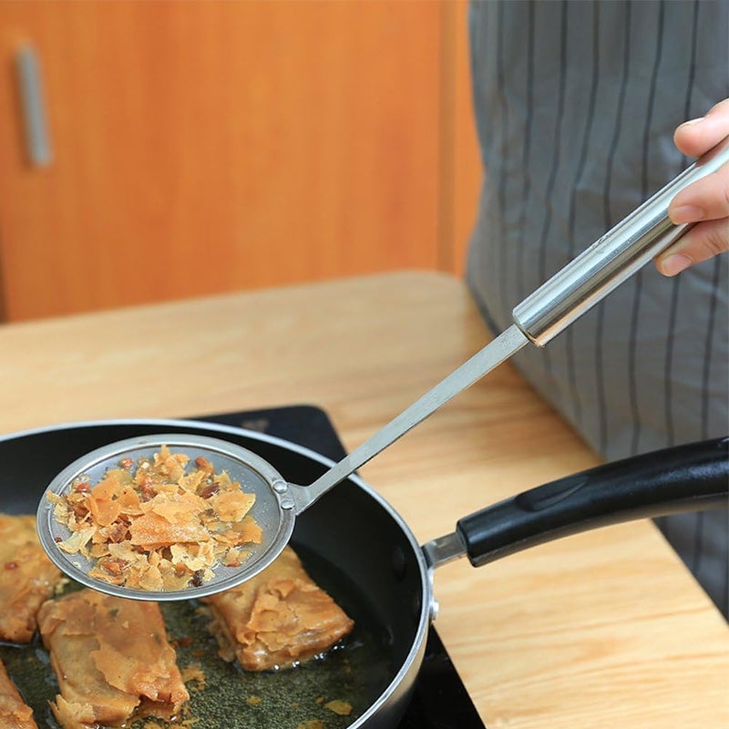 Simplyhut Frying jharaStainless Steel Jhara Fine Mesh Food Strainer Skimmer Frying Spoon Heavy Oil Filter Mesh Strainer for Deep Frying Food Pasta Noodles Poori Sabzi Vegetables 16CM - Image 4