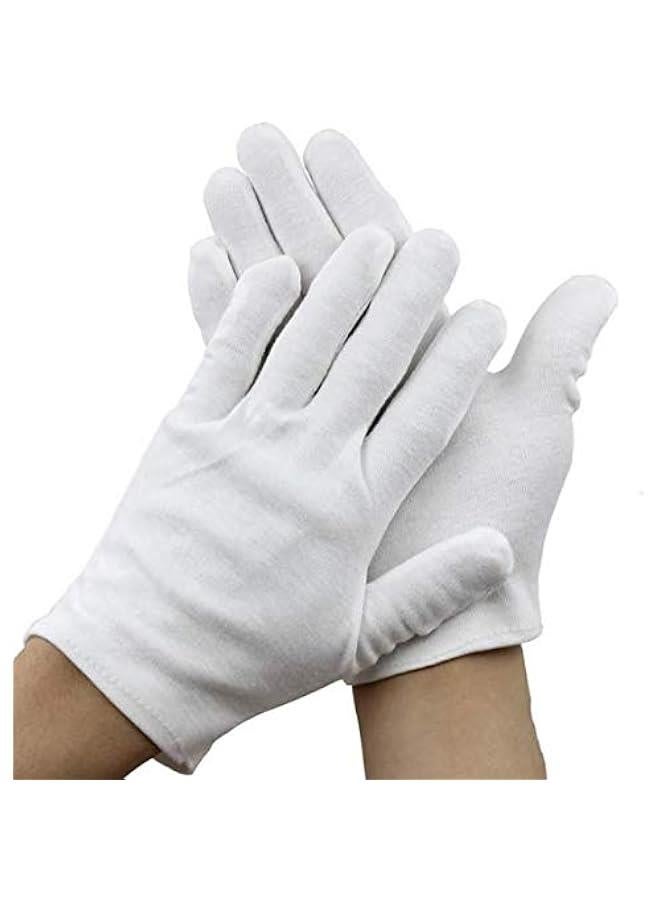 6 Pairs Soft Cotton Gloves Working Glove White Coin Jewelry Silver Inspection Gloves - Image 1