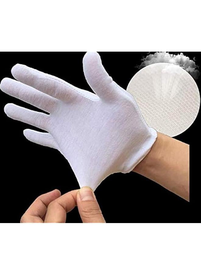 6 Pairs Soft Cotton Gloves Working Glove White Coin Jewelry Silver Inspection Gloves - Image 3