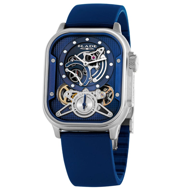 BLADE Sting Blue 3647G5SBB SS & Silicone Strap Skeleton Men's Watch