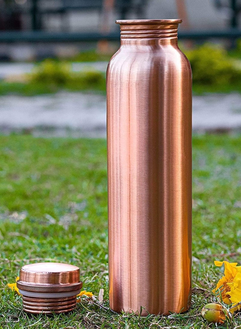Generic AVA DESIGNZ Copper Bottle Yoga ayurvedic Water Bottle| Leak Proof Copper Vessel For Travel | Joint free Copper Thermos 10 years warranty ( 32oz / 950 ML)