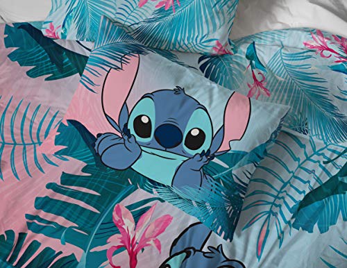 Jay Franco Kids Sheet Set with Fitted, Flat Sheets & Pillow Cover - Ultra-Soft Bedding with Pillowcase for Room Decor, Teal - Lilo & Stitch, 4 Piece Queen - Image 5