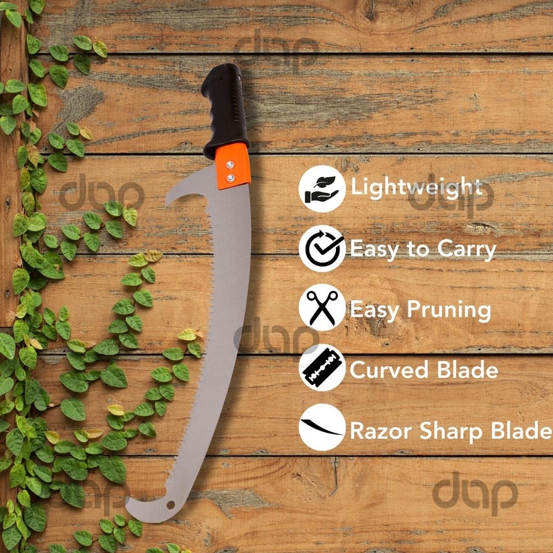 DAP - DOWNHILL AGRO PRODUCTS -Pruning Hand Powered Saw Heavy Duty with Pole Fixing Slot,Curved Blade Hand Saw,Professional Pruning Heavy Duty Saw with Hook,Rust Resistance,With Handle Grip,Tree Cutter - Image 2