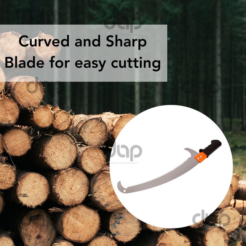 DAP - DOWNHILL AGRO PRODUCTS -Pruning Hand Powered Saw Heavy Duty with Pole Fixing Slot,Curved Blade Hand Saw,Professional Pruning Heavy Duty Saw with Hook,Rust Resistance,With Handle Grip,Tree Cutter - Image 3