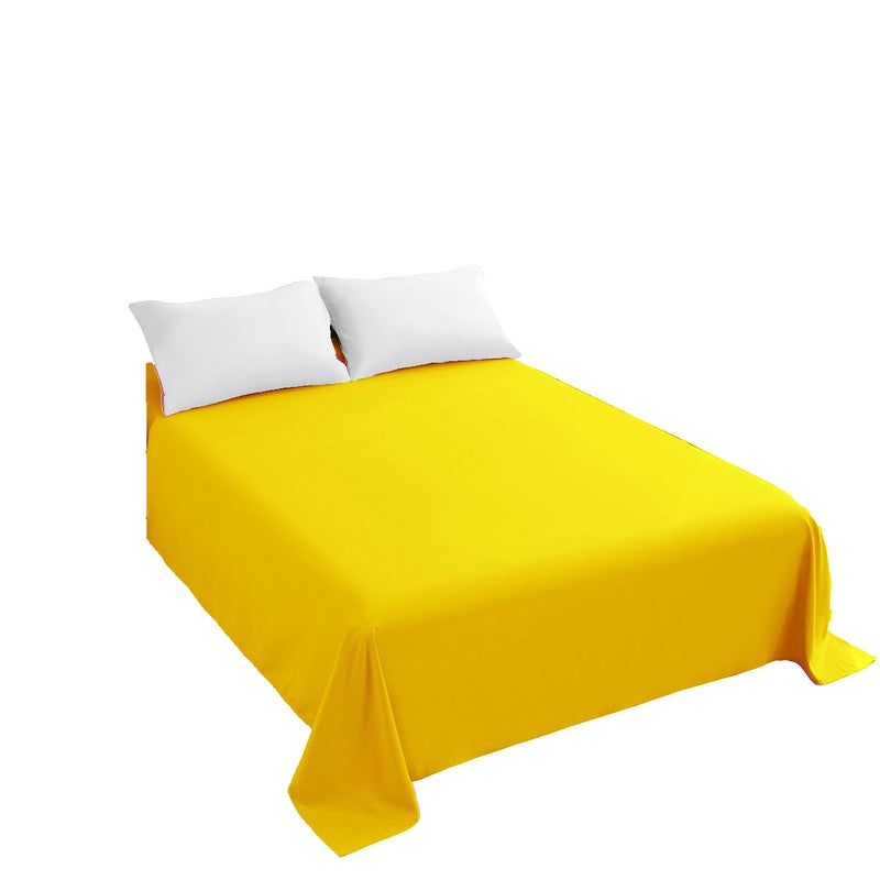 Sfoot Home Sfoothome Flat Sheet Single 1 Pack Solid Flat Sheet Smooth Touch Hotel Quality (Twin  Yellow)  - Image 2