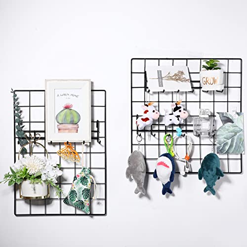 Coume Metal Grid Hooks Rack for Wall Grid Panel, 4 Pack Hanging Hooks for Wall Grid Storage and Display, Grid Wall Accessories Black Organizer for Wire Grid Wall - Image 4