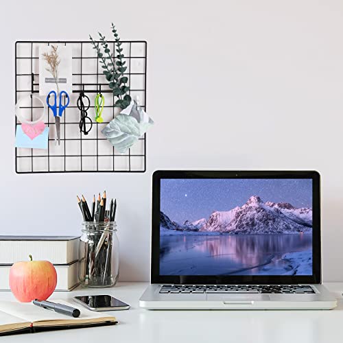 Coume Metal Grid Hooks Rack for Wall Grid Panel, 4 Pack Hanging Hooks for Wall Grid Storage and Display, Grid Wall Accessories Black Organizer for Wire Grid Wall - Image 5