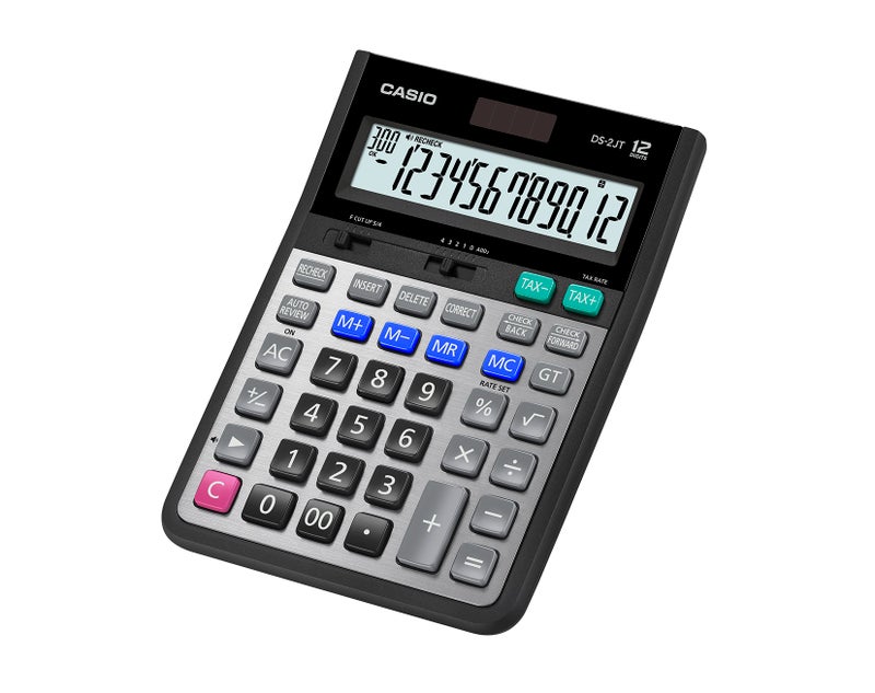 Casio DS-2JT 12-Digit Desktop Calculator with Large Display, Dual Power, Tax Calculation & Business Functions black - Image 1