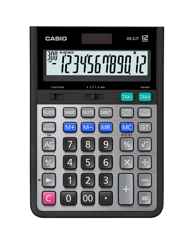 Casio DS-2JT 12-Digit Desktop Calculator with Large Display, Dual Power, Tax Calculation & Business Functions black - Image 2