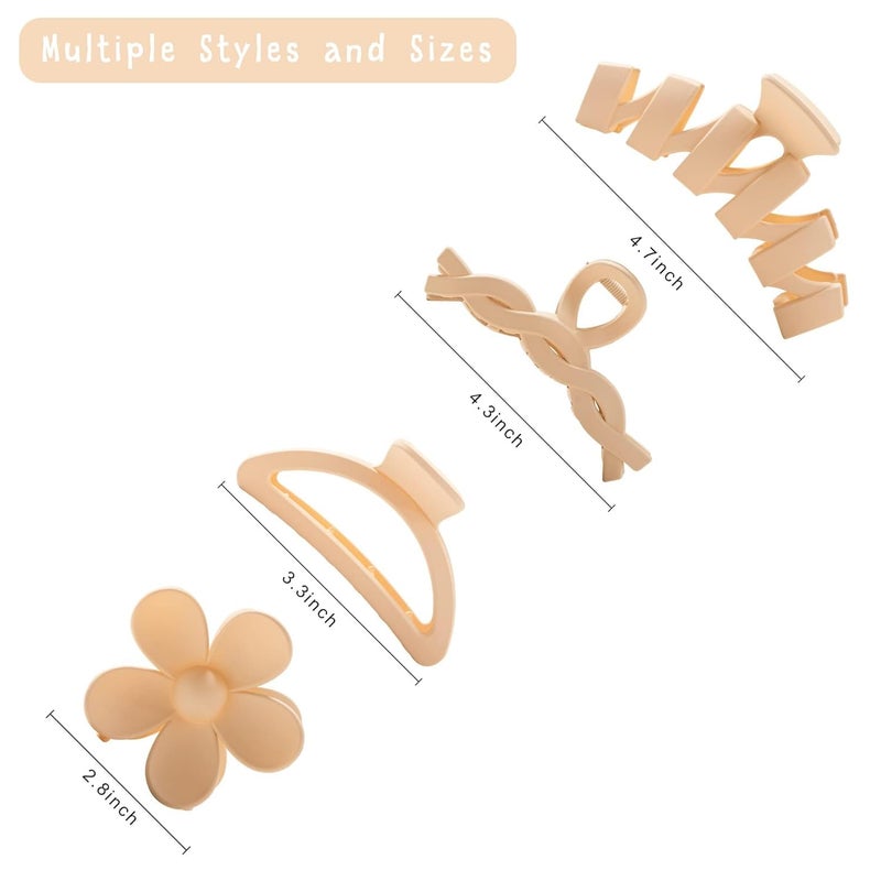 Lupro 8pcs Aesthetic Korean Hair Claws for Women Girls Plastic Beige White - Image 2