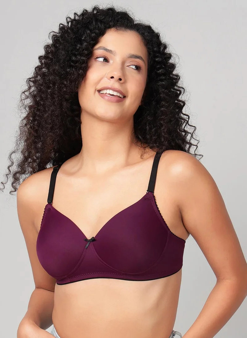 Clovia Clovia Padded Non-Wired Full Coverage Multiway T-shirt Bra in Purple
