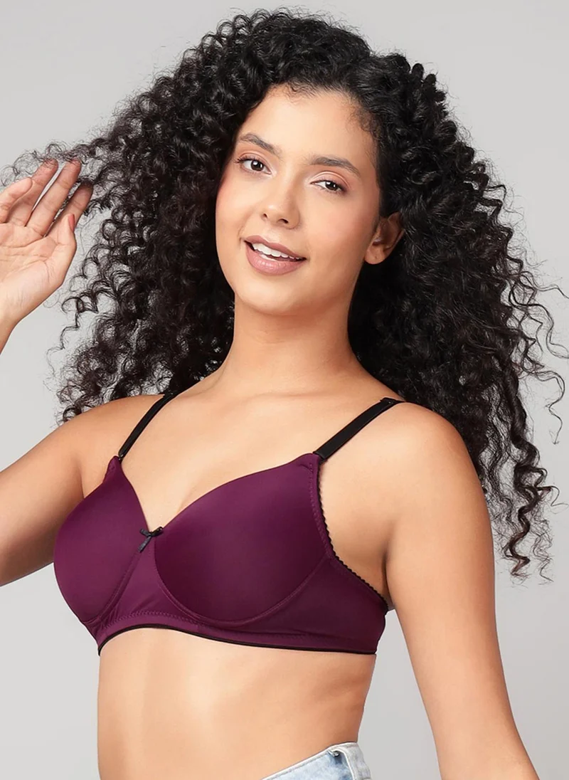 Clovia Clovia Padded Non-Wired Full Coverage Multiway T-shirt Bra in Purple