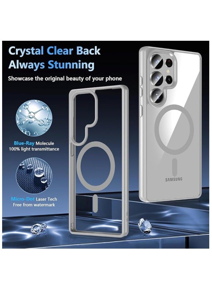 wexon for Samsung S25 Ultra Case, Compatible with MagSafe, Magnetic Back Shockproof Cover with Strong Magnet, Slim Thin Full Protection Phone Case for Galaxy S25 Ultra (Grey) - Image 5