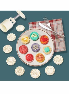 Mooncake Press Molds, Mid Autumn Festival Mooncake Mold Set 50g Flower Moon Cake Mold with 9Pcs Stamps, Making Moon Cakes