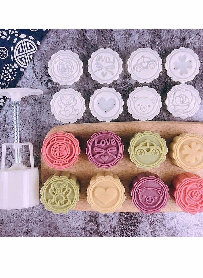 SYOSI - Mooncake Press Molds, Mid Autumn Festival Mooncake Mold Set 50g Flower Moon Cake Mold with 9Pcs Stamps, Making Moon Cakes - Image 1