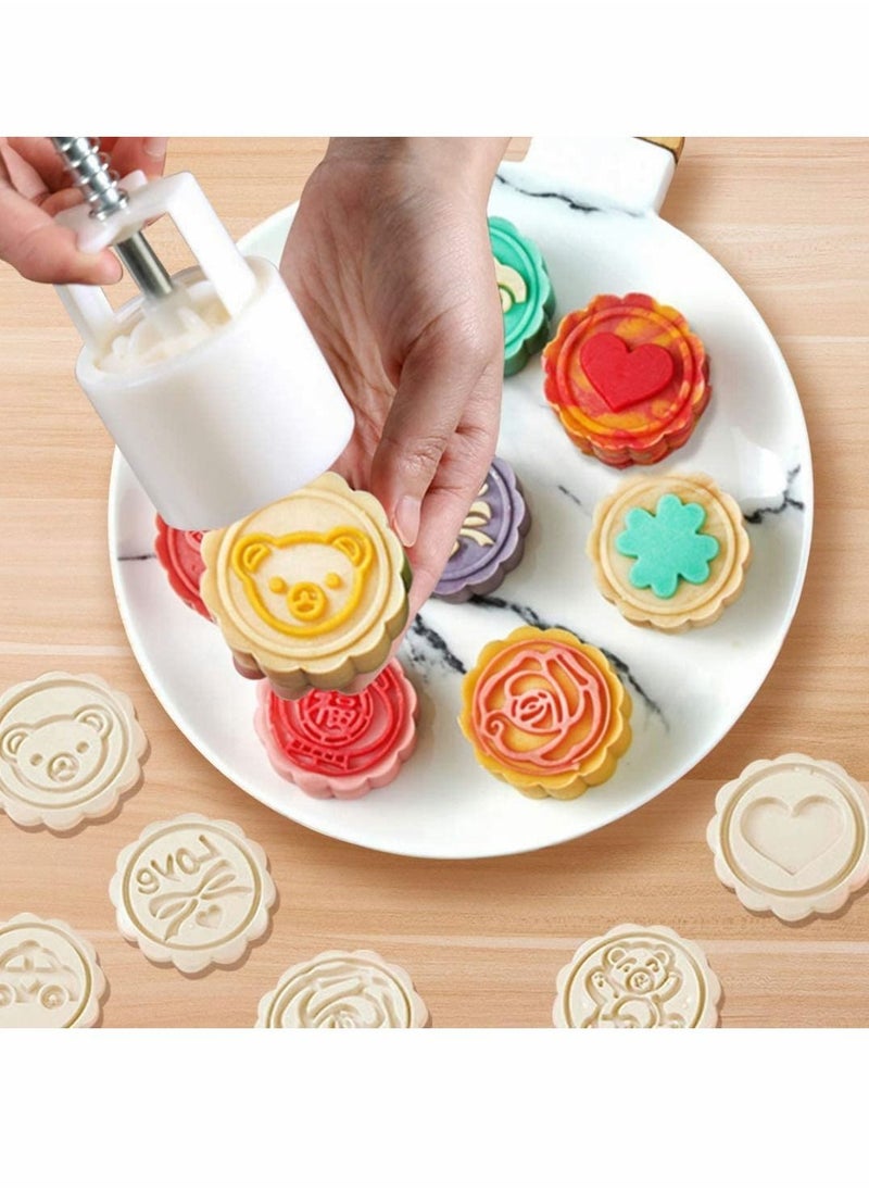 SYOSI - Mooncake Press Molds, Mid Autumn Festival Mooncake Mold Set 50g Flower Moon Cake Mold with 9Pcs Stamps, Making Moon Cakes - Image 1